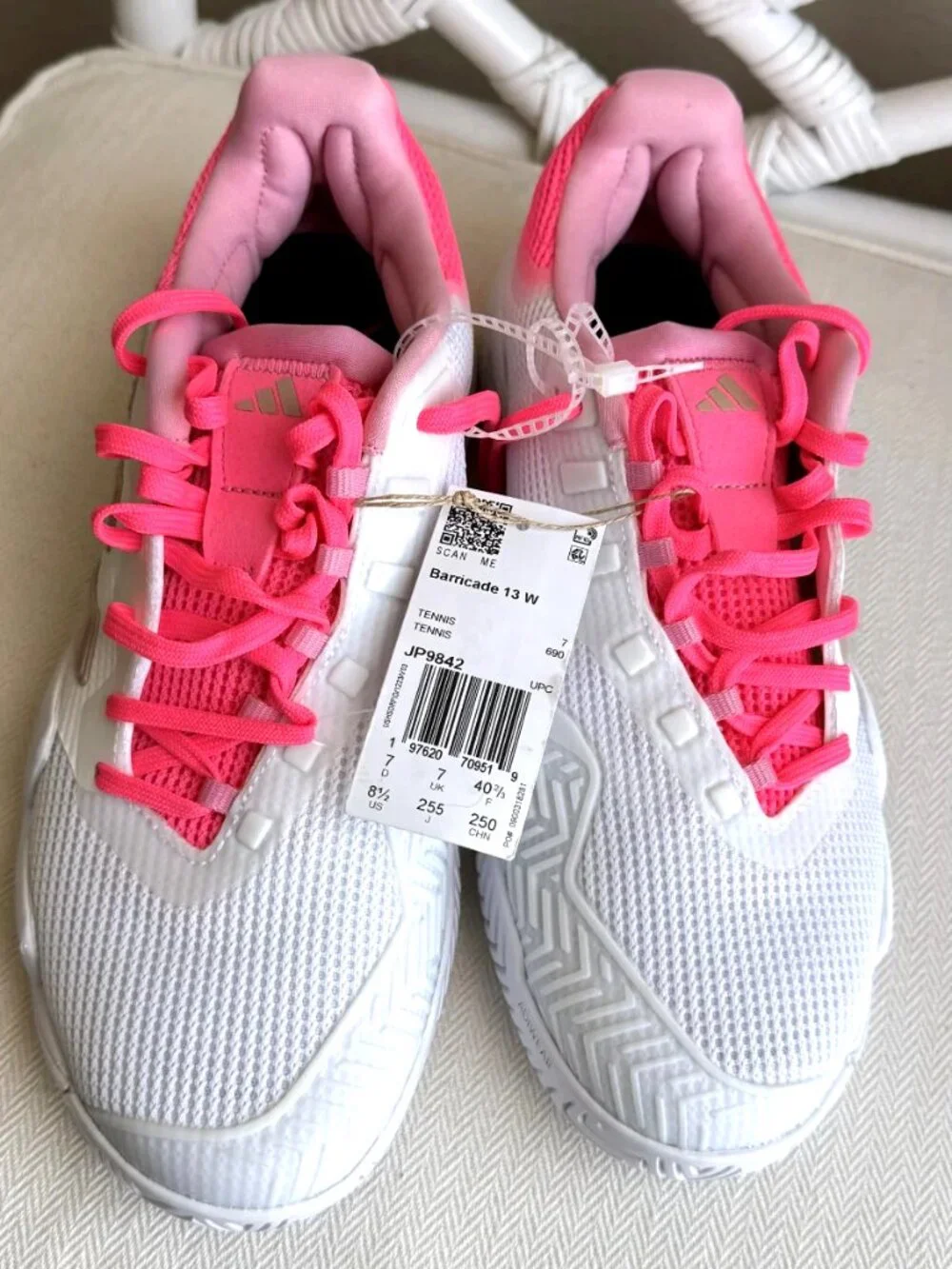 Adidas Barricade 13 W Women's Tennis Shoes  White Pink JP9842 Size 8.5 NWT